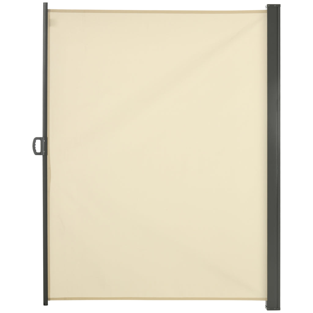 118" x 79" Retractable Side Awning Patio Outdoor Folding Privacy Screen with Resistance to UV Rays & Wind, Cream White