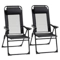 Double Camping Chairs Foldable w/ Reclining & Headrest, Black