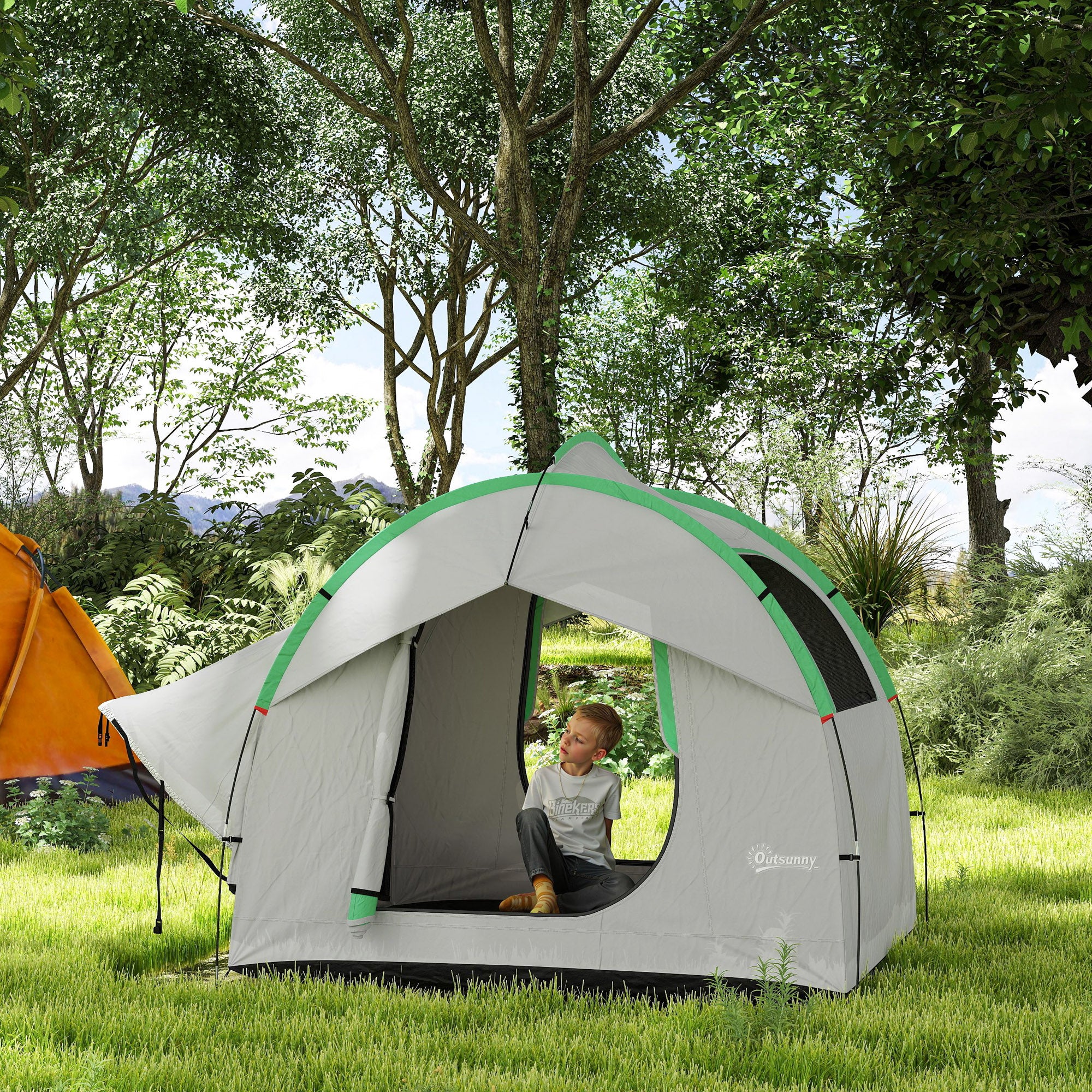2000mm Waterproof SUV Tent, Car Tent with 3 Doors and Mesh Window, for 5-6 Person Camping Travel, Grey and Green