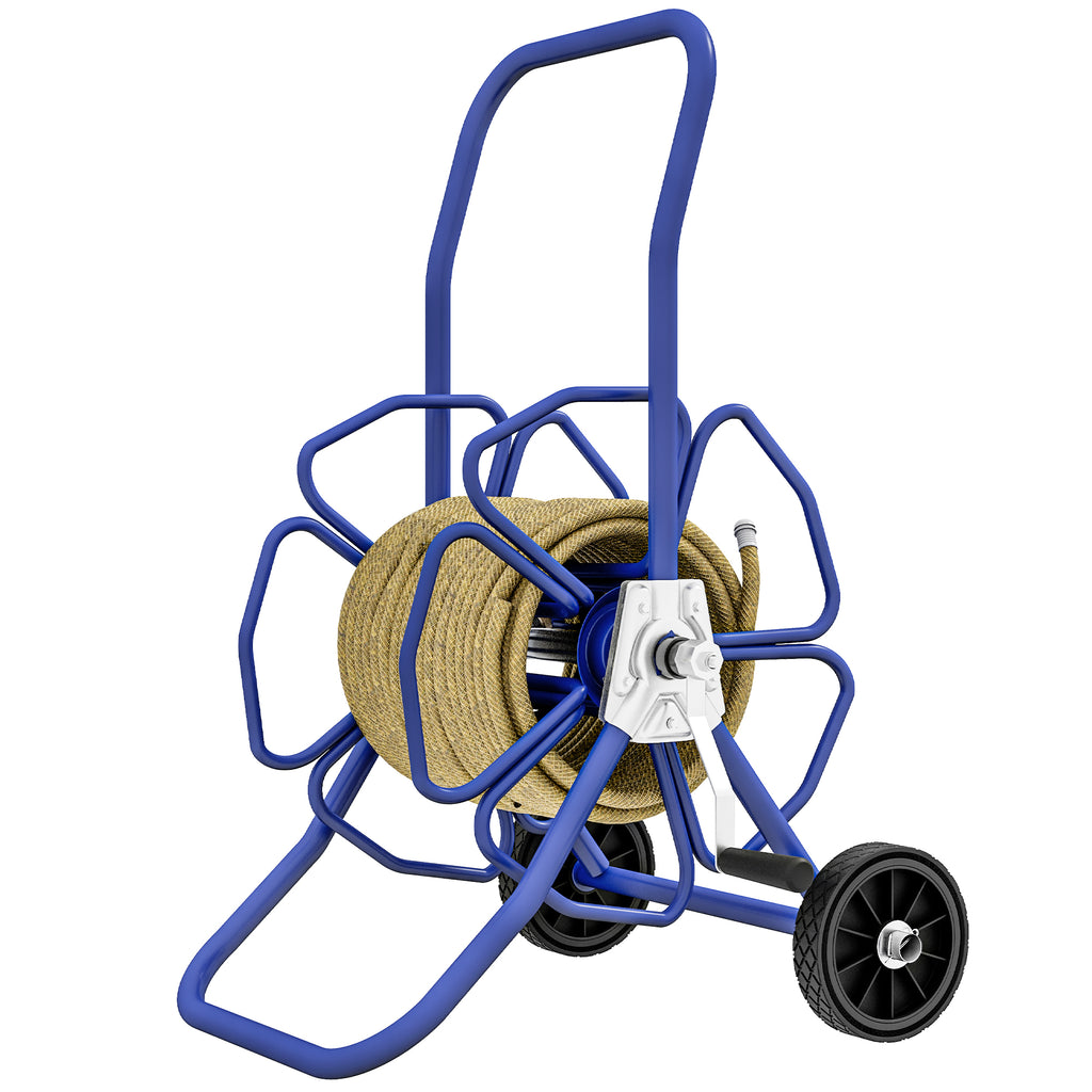 98 ft of 5/8" Hose Reel Cart (Hose Not Included), Garden Water Hose Carts with Wheels for Yard, Lawn, Blue