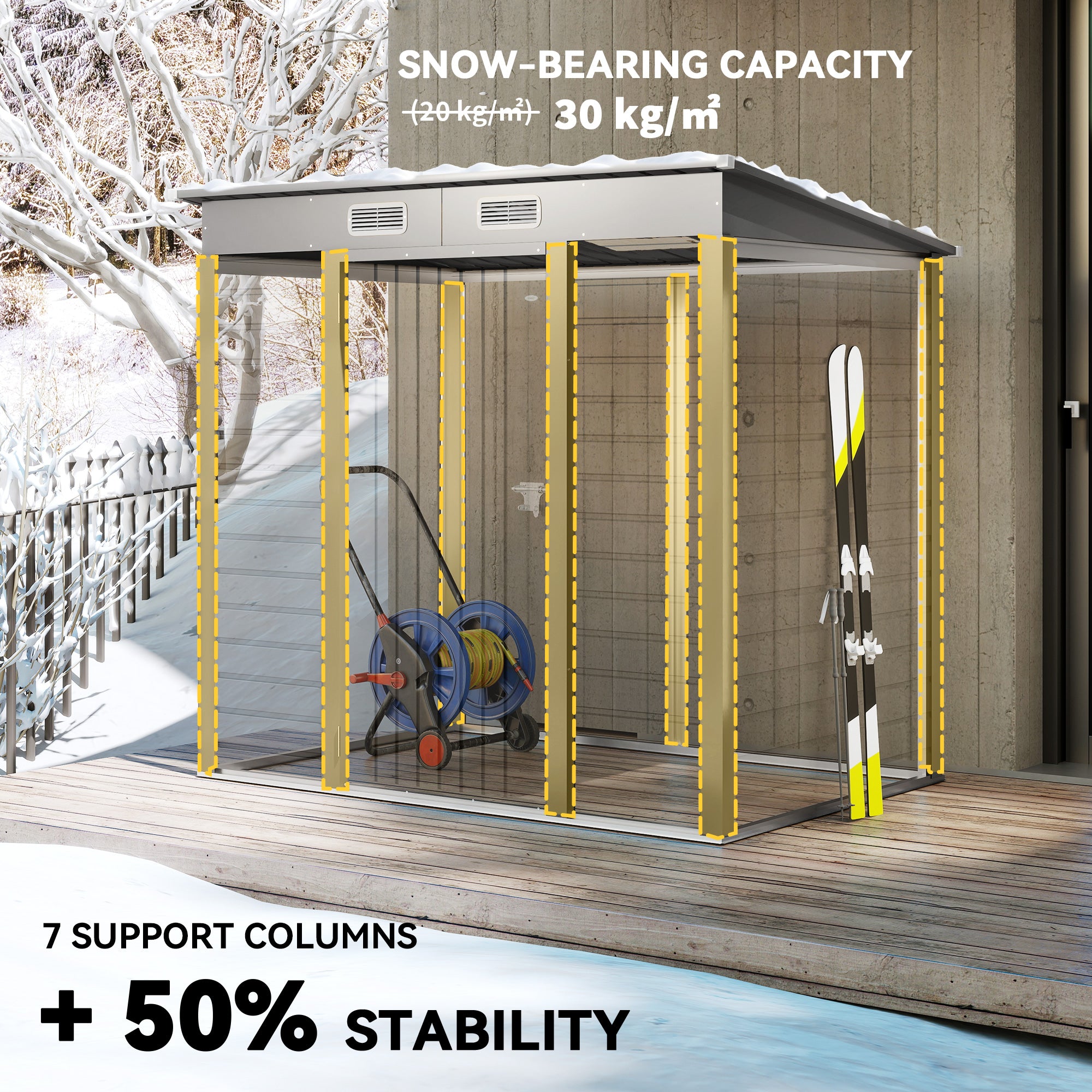 6 x 4FT Galvanized Garden Storage Shed, Metal Outdoor Shed with Double Doors and 2 Vents, Light Grey