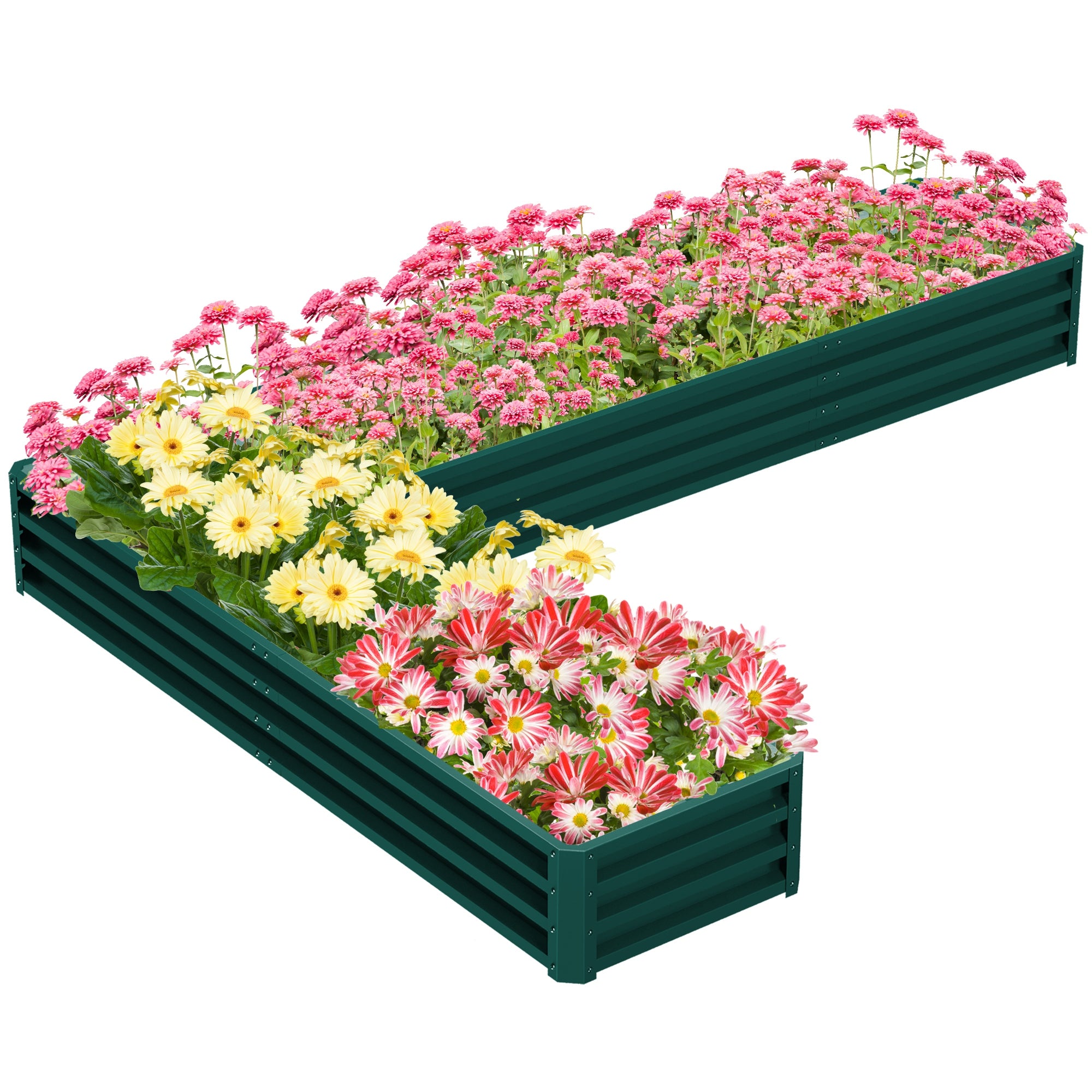 Galvanized Raised Garden Bed Steel Planter Box w/ Rods for Vegetables Flowers Herbs, 82" x 109" x 12", Green