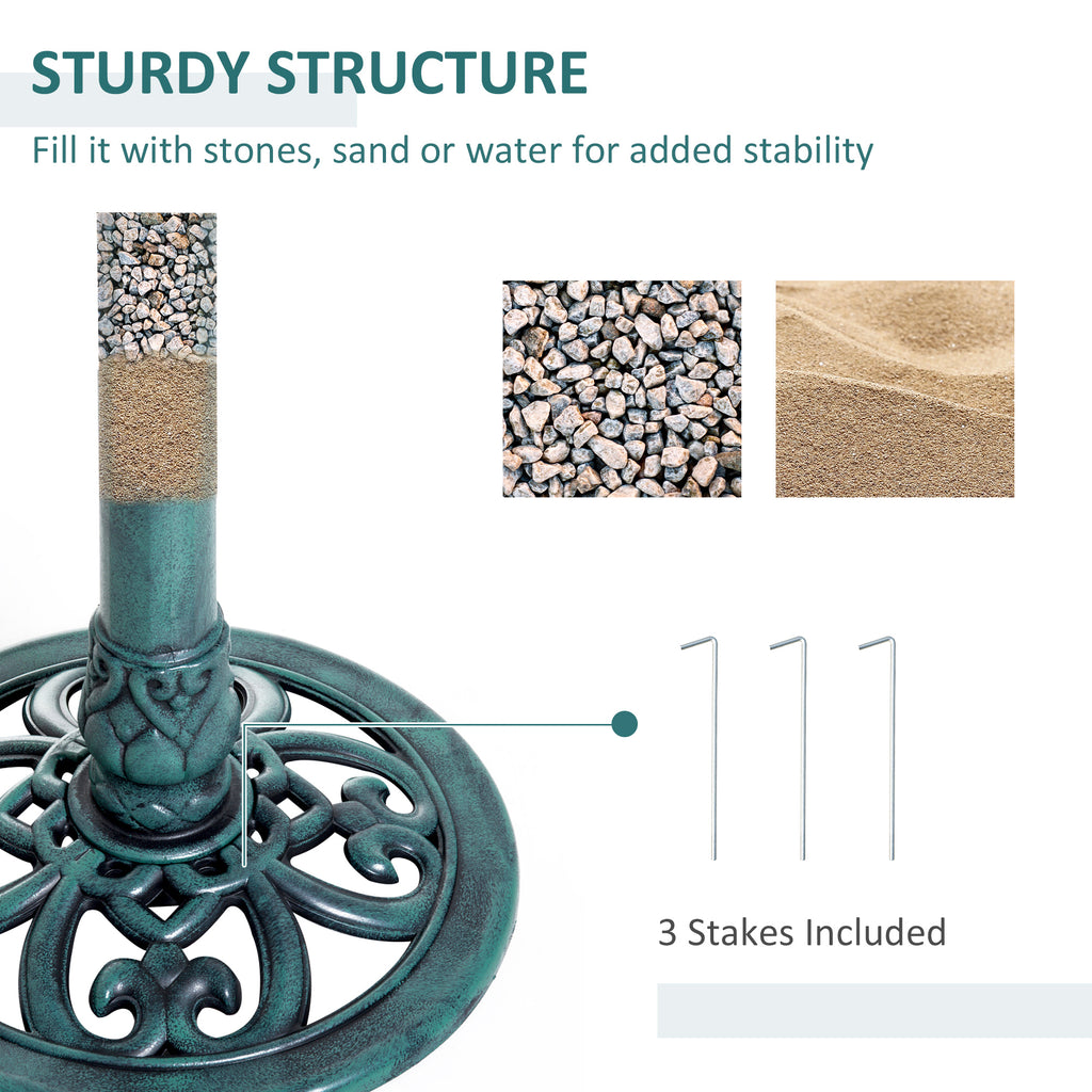 27'' Bird Bath Outdoor Resin Decor with Fleur De Lis Pattern, Time-Worn Finish