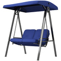 2-Seater Outdoor Porch Swing with Adjustable Canopy, Patio Swing Chair for Garden, Poolside, Backyard, Dark Blue