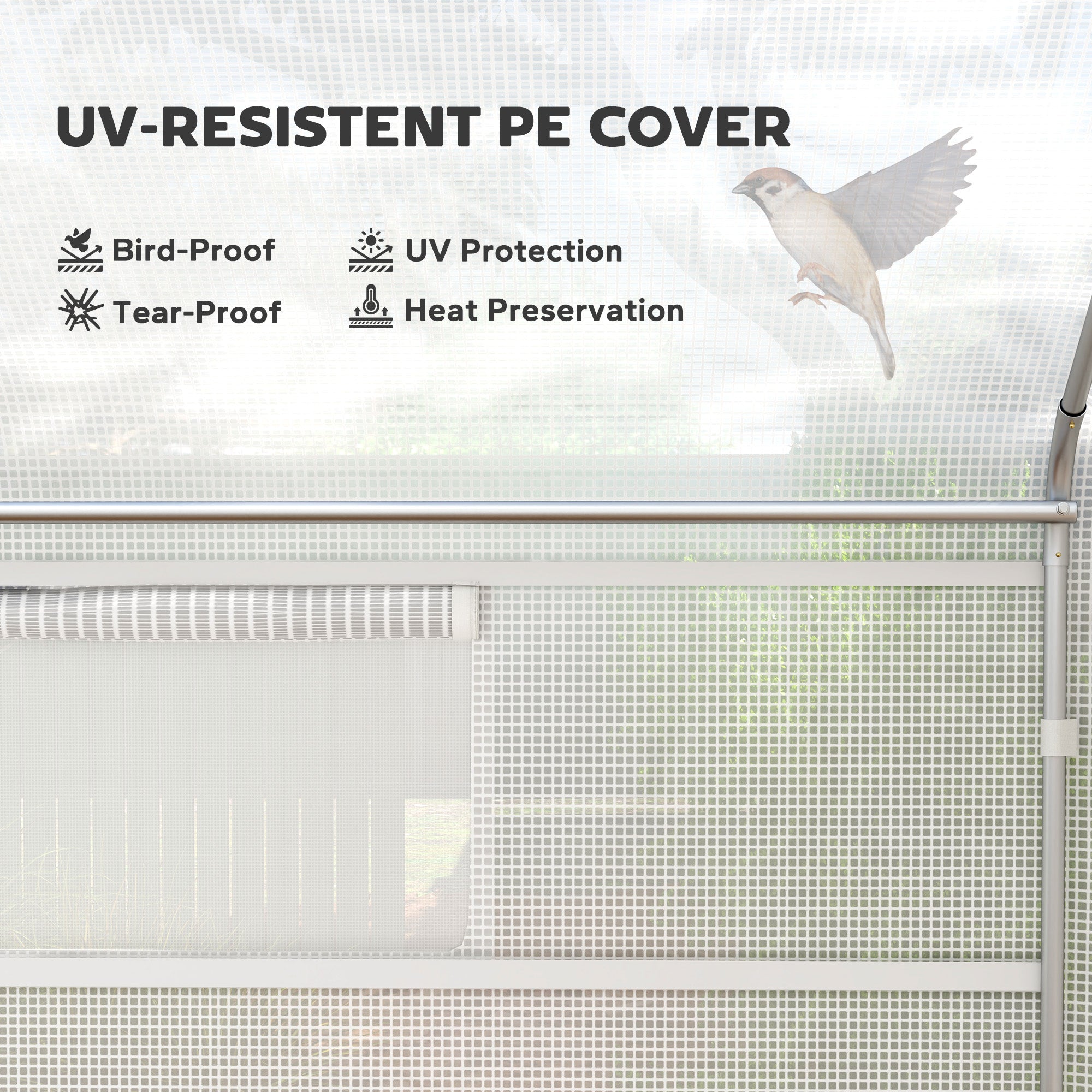 Walk-in Tunnel Greenhouse with Galvanized Steel Frame and Windows, Garden Planting Warm House, 13' x 10' x 6.5' , White
