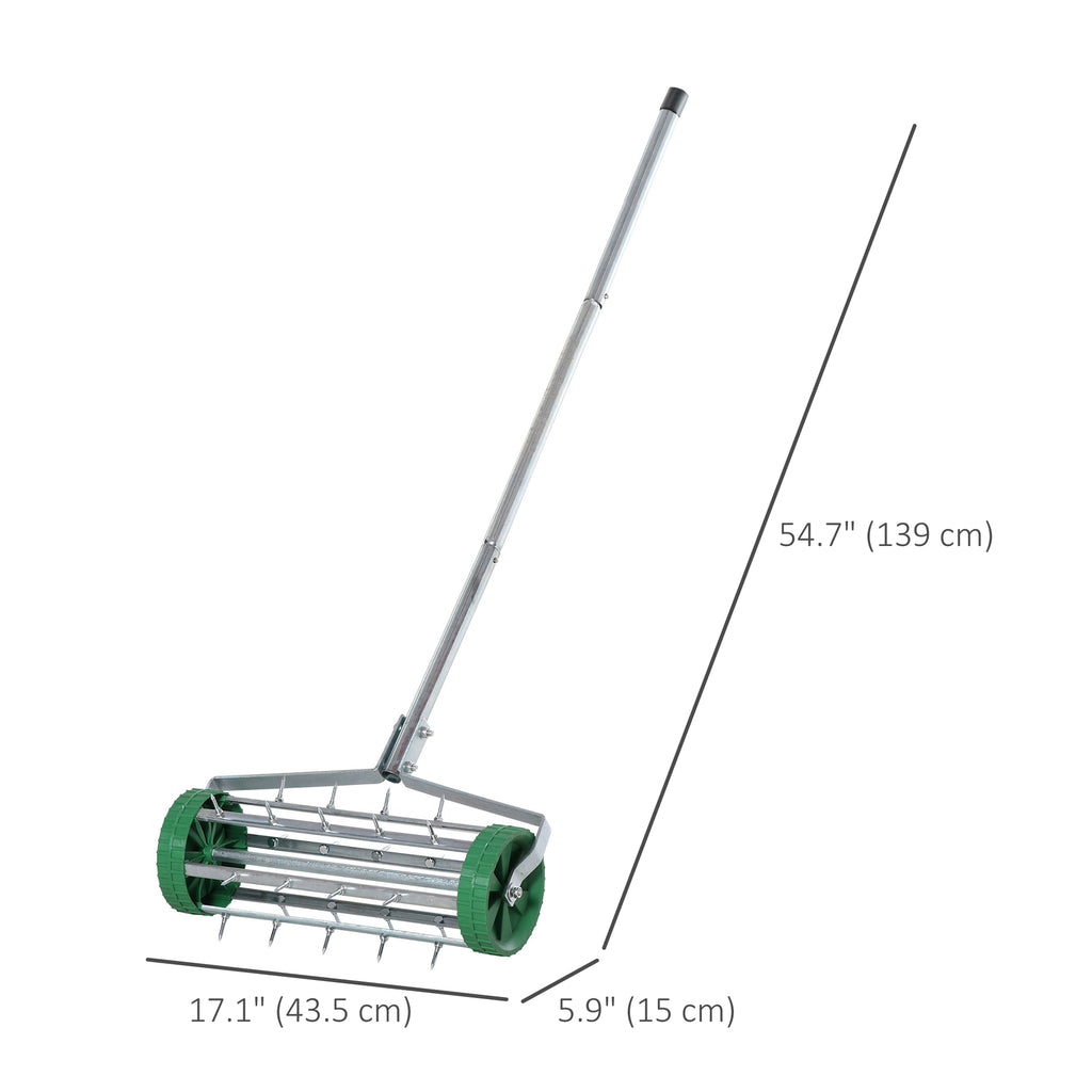 Manual Lawn Aerator with Adjustable Handle, Lawn Aerator Machine, Grass Aerator for Lawn, Yard, Garden