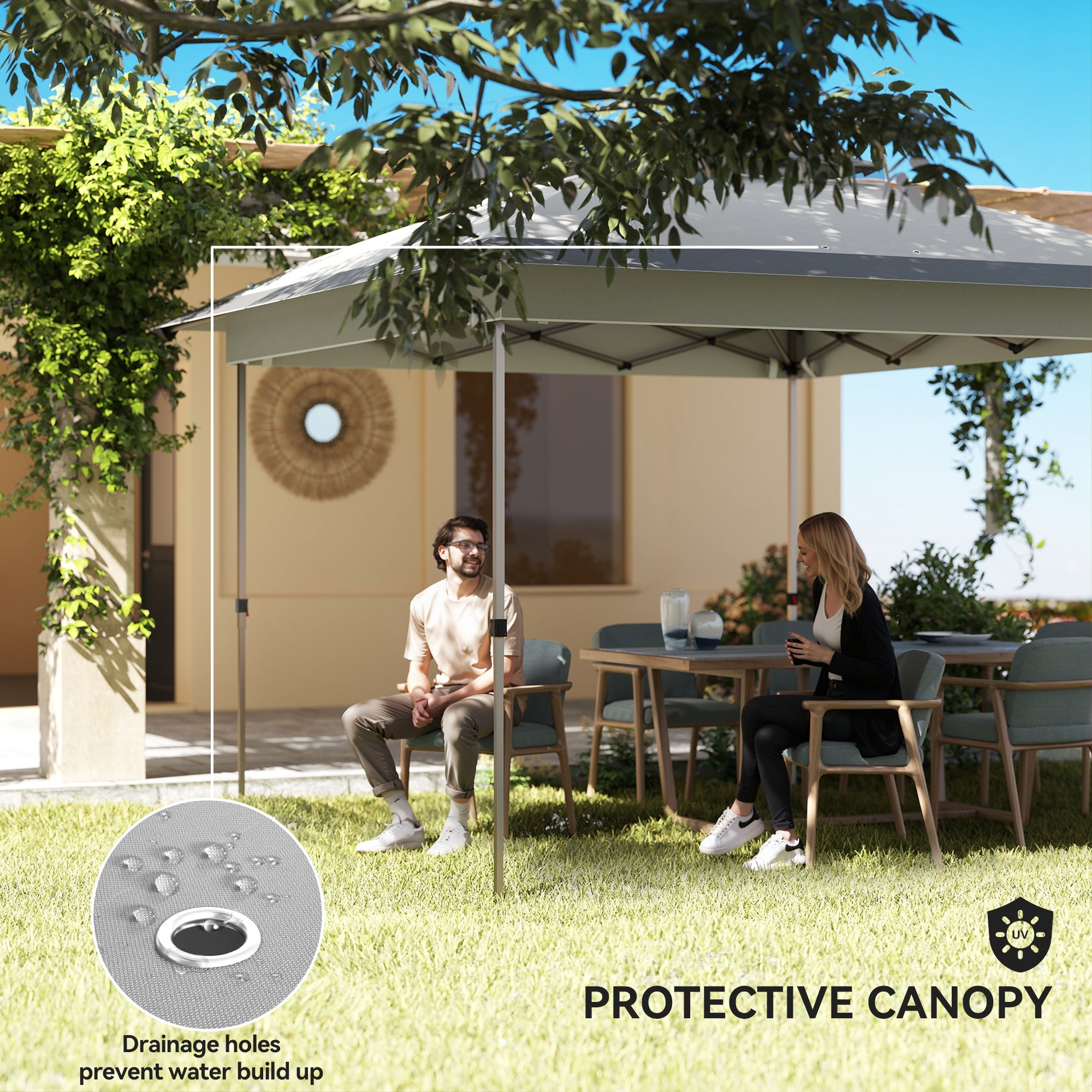 12' x 12' Pop Up Canopy Sun Shade Instant Tent Folding with Mesh Sidewalls, Grey