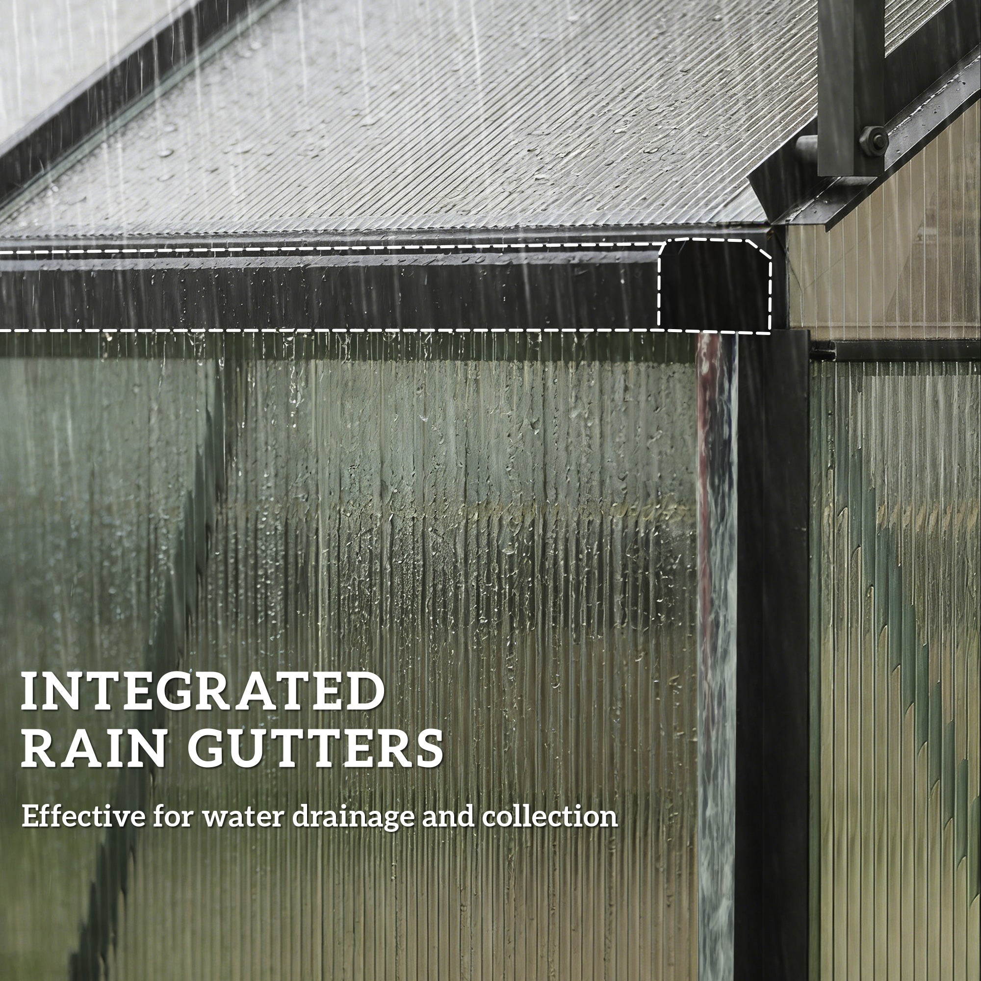 Aluminum Lean-to Greenhouse Polycarbonate Walk-in Greenhouse with Rain Gutter and Sliding Door, 6' x 4', Dark Grey