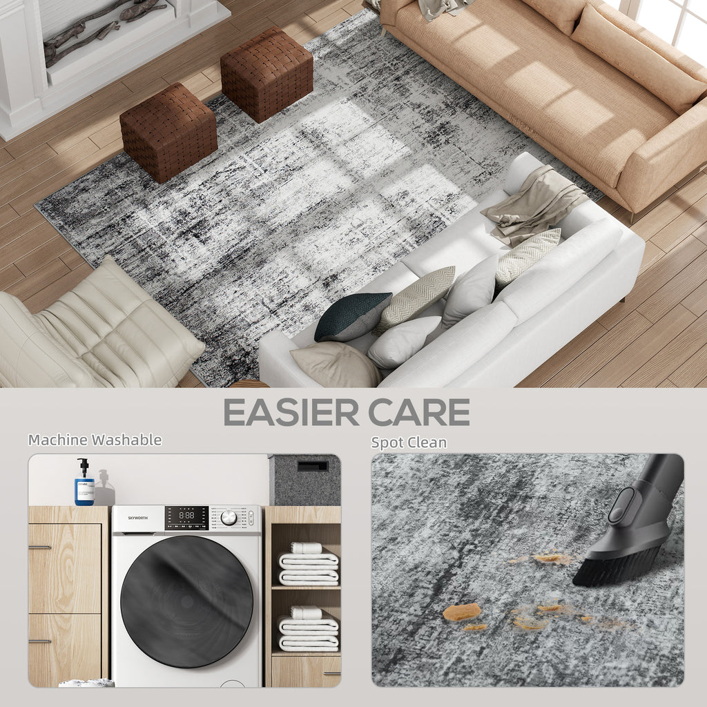 Area Rug for Living Room 8x10, Modern Abstract Machine Washable Rug, Non-Slip Carpet for Bedroom, Dining Room, Grey