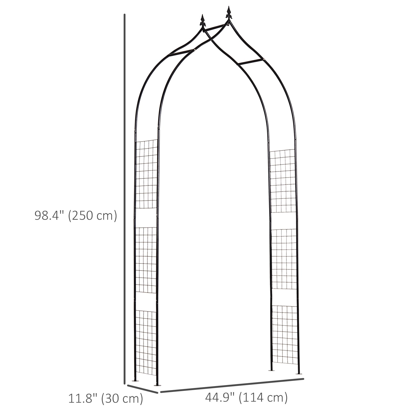 8FT Metal Garden Arch, Decorative Arbor Trellis for Climbing Plants, Wedding, Party, Event, Holiday, Black