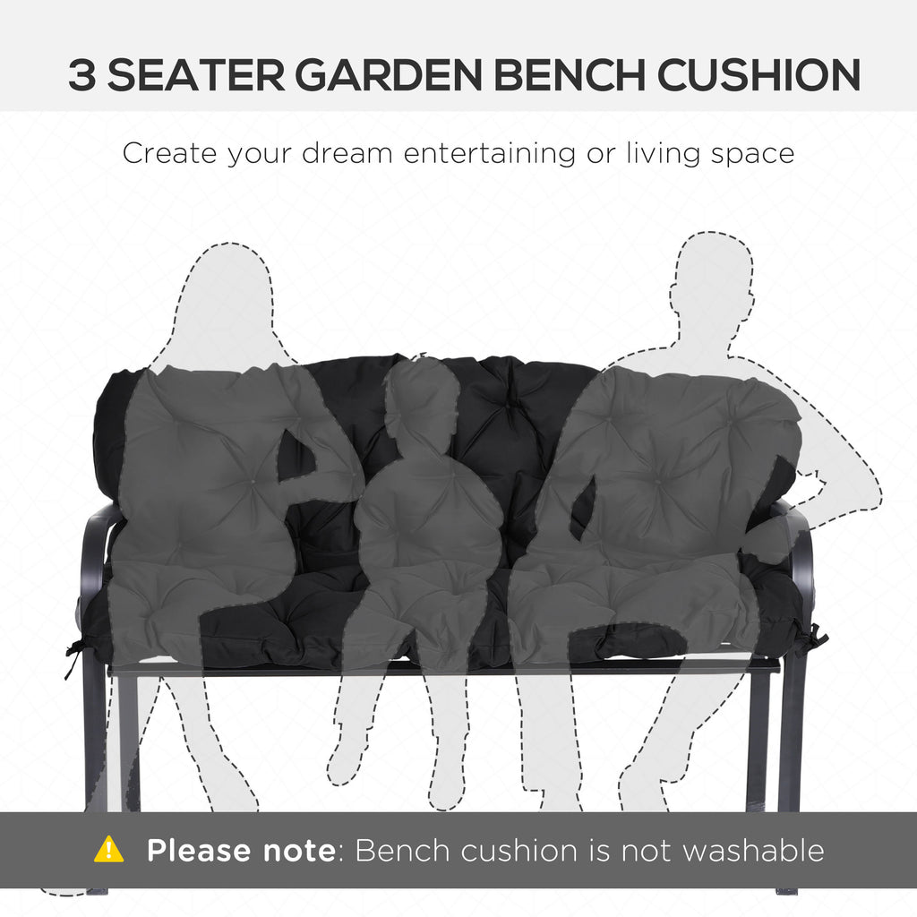 Porch Swing Cushion Garden Bench Cushion with Backrest, Non-Slip 3-Seater Soft Pad, 59.1" x 38.6", Black