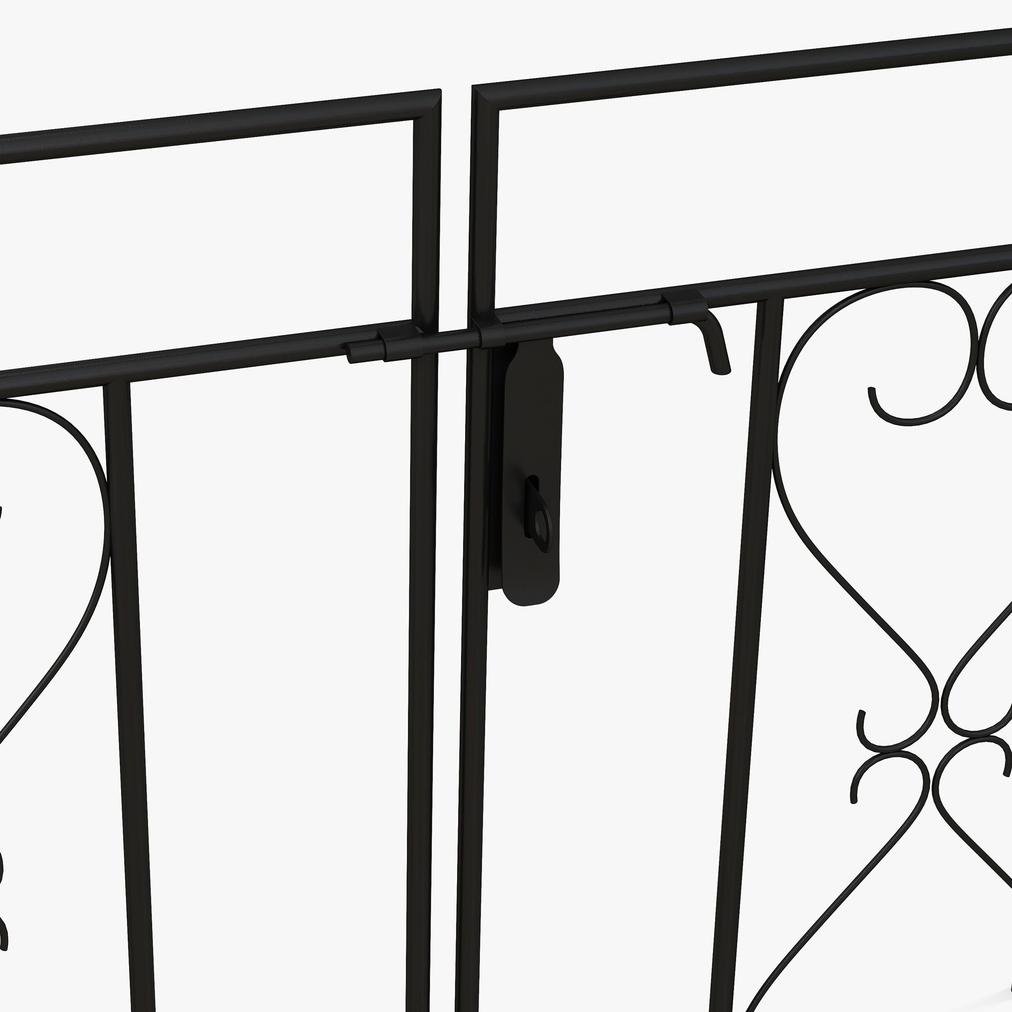 7.6FT Metal Garden Arch with Gate, Garden Arbor Trellis for Climbing Plants, Roses, Vines, Wedding Arch, Black