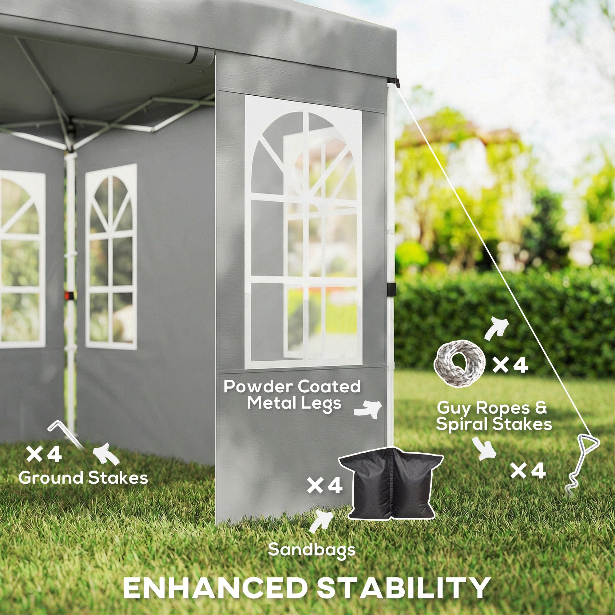 9.6 x 9.6 ft Pop Up Canopy Tent with 4 Sidewalls, UPF 50+ 1-Button Push Easy Setup Outdoor Instant Canopy, Light Grey