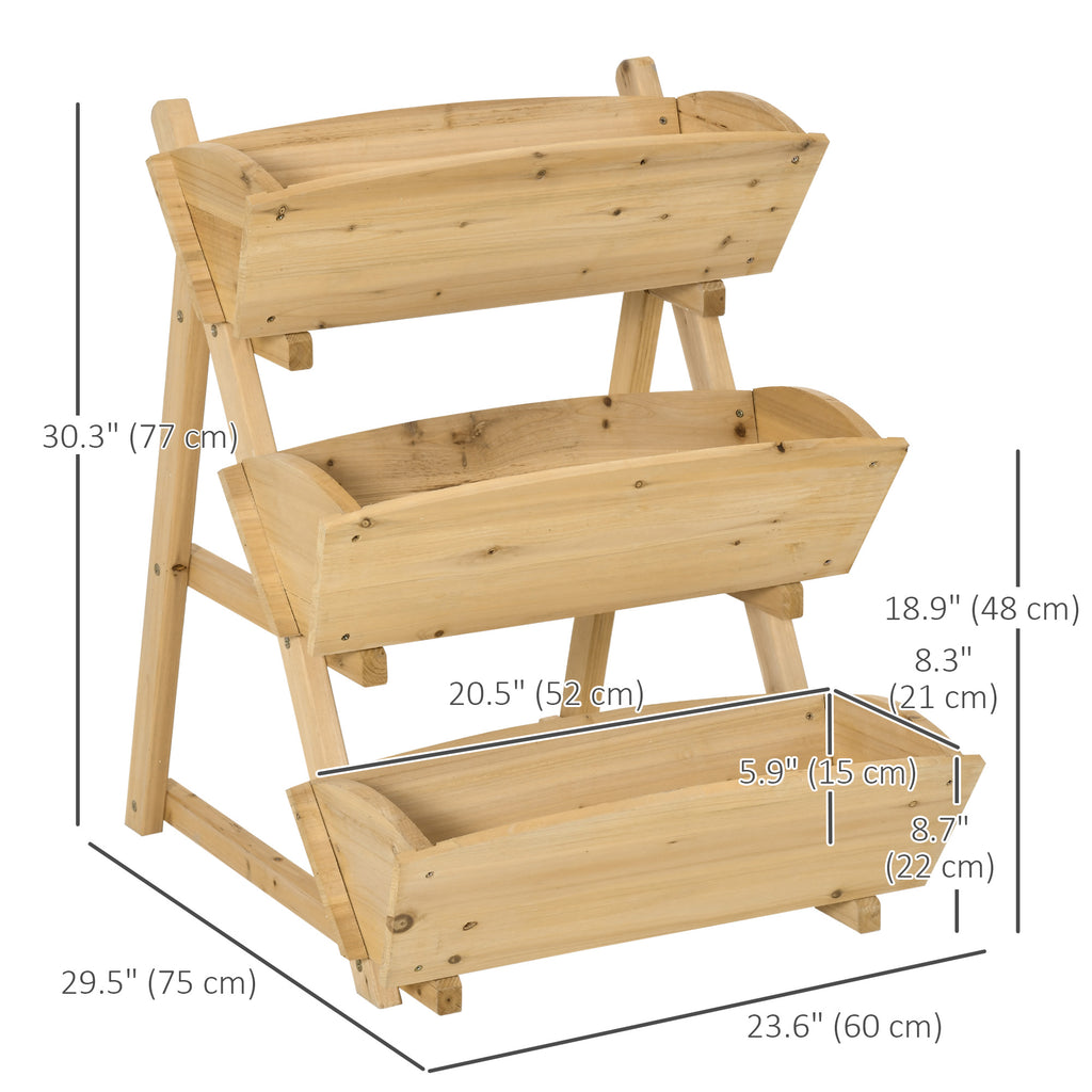3 Tier Raised Garden Bed, 23.5" x 29.5" x 30.3" Vertical Wooden Elevated Planter Box Kit, Plant Stand for Flowers, Vegetables, Herbs