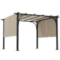 10' x 10' Outdoor Pergola Patio Gazebo Canopy Sun Shelter, Steel Frame, Beige