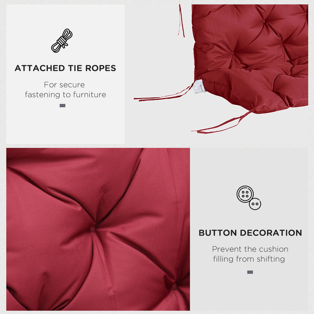 3 Seater Outdoor Swing Cushions with Backrest, Replacement Cushions for Patio Furniture, Wine Red