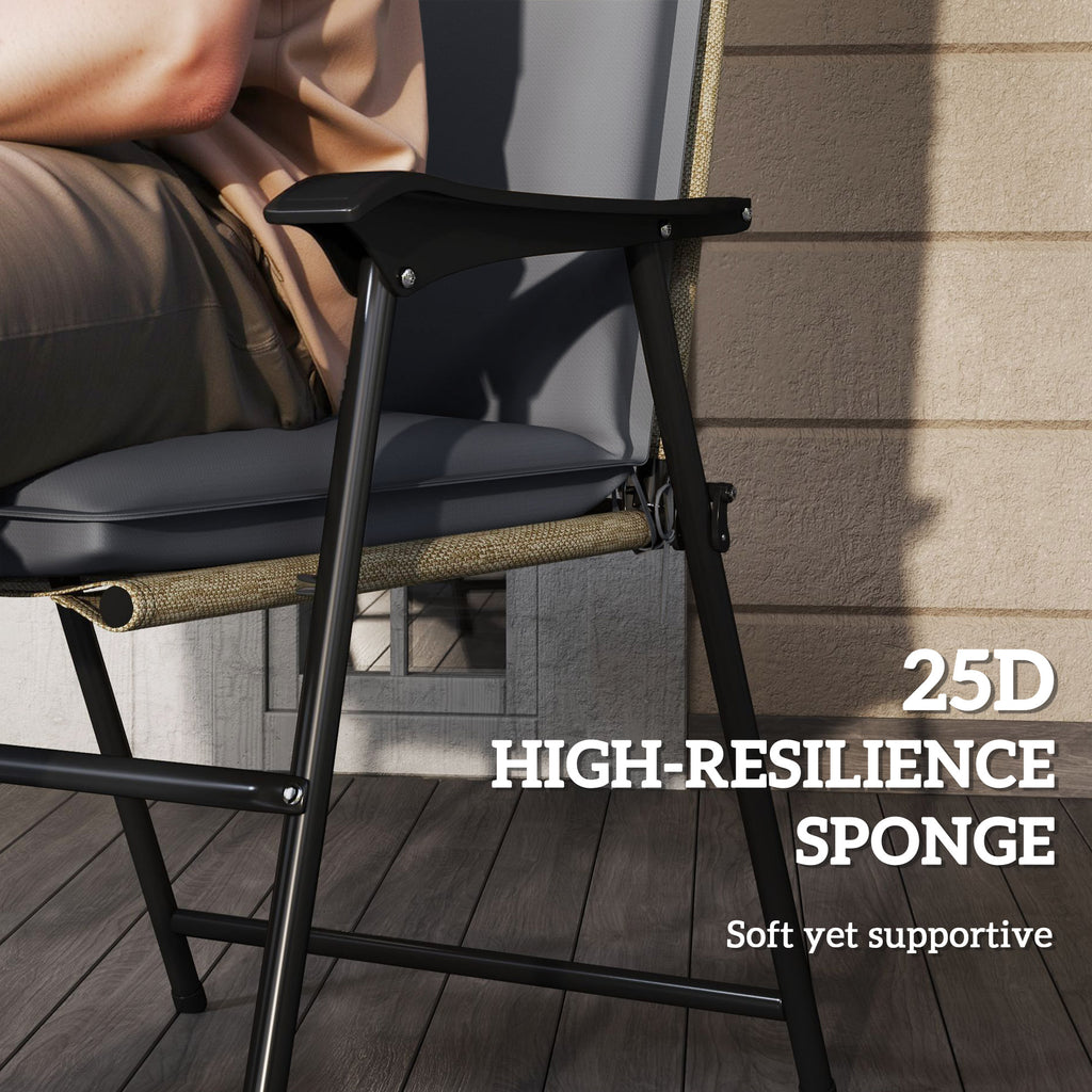 Outdoor Chair Cushions Set of 2 High Back Patio Seat Cushions UPF50+ Fade Resistant Yarn-Dyed Polyester, Dark Grey