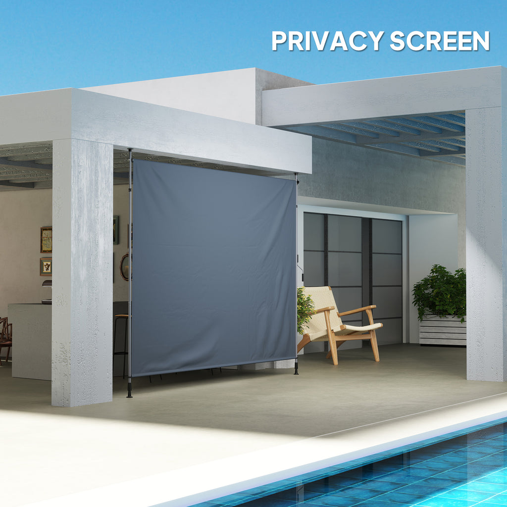 11.5' x 10' Manual Retractable Patio Awning, Outdoor Privacy Screen with UPF30+ & Water-Resistant Fabric, Dark Grey