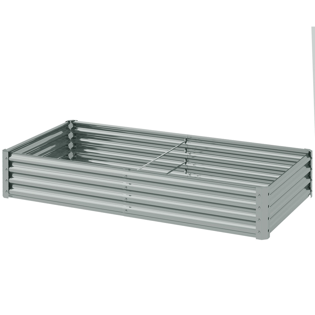 6 x 3 x 1ft Galvanized Raised Garden Bed, Reinforced Outdoor Planter Box with Open Bottom, Silver