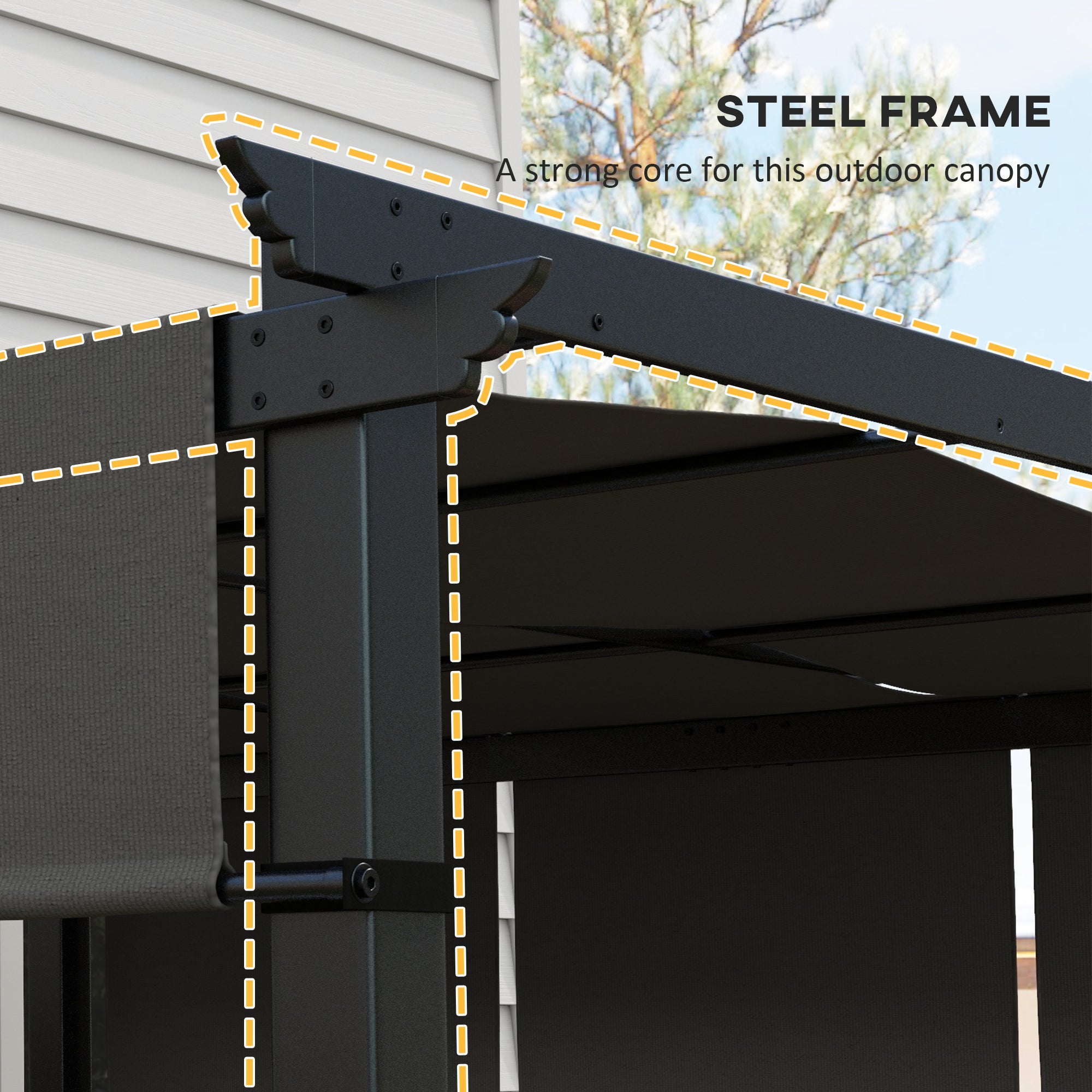 10' x 10' Metal Pergola, Outdoor Pergola with Retractable Canopy, for Garden, Patio, Backyard, Deck, Charcoal Grey