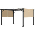 12' x 10' Outdoor Patio Gazebo Pergola with Retractable Canopy Roof, Steel Frame with Stakes, Unique Design, Beige