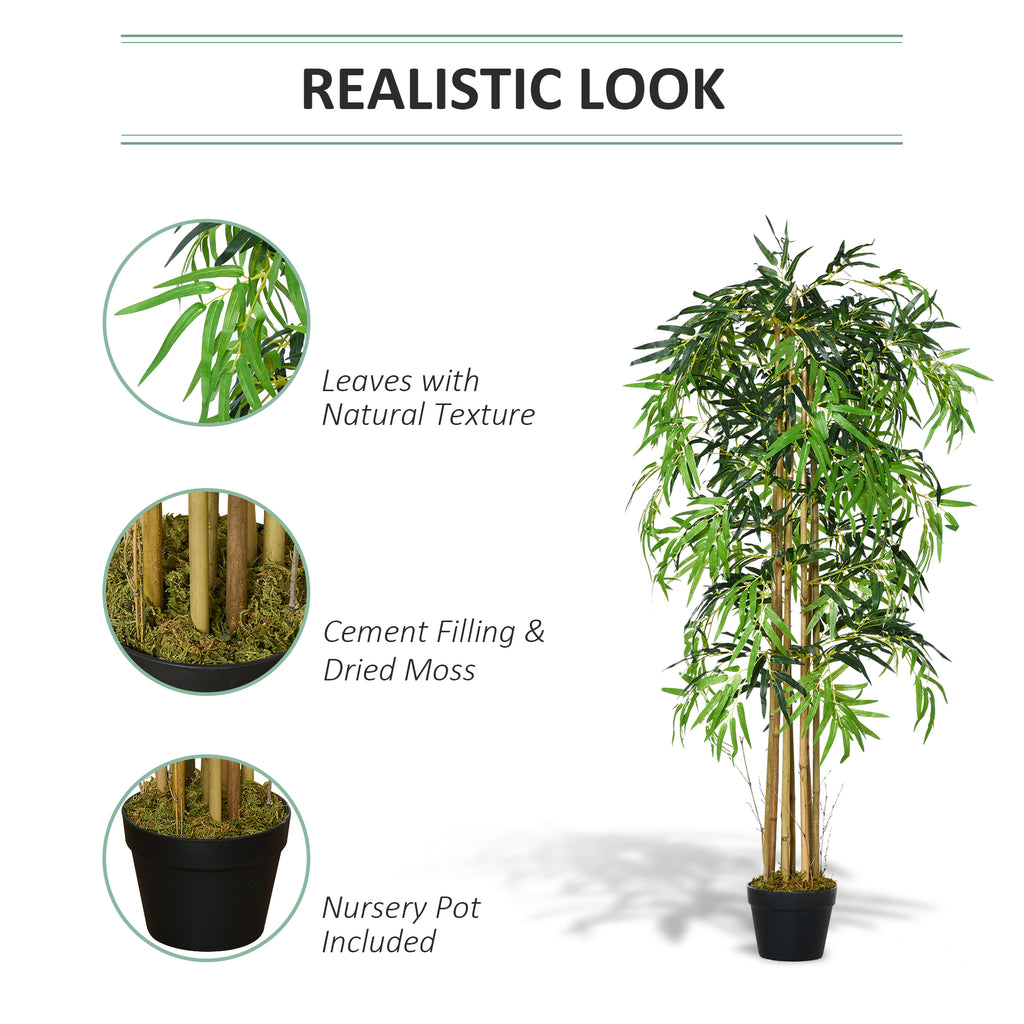 5FT Artificial Bamboo Tree, Fake Plant with 1095 Leaves, Greenery Plant in Nursery Pot for Indoor, Green
