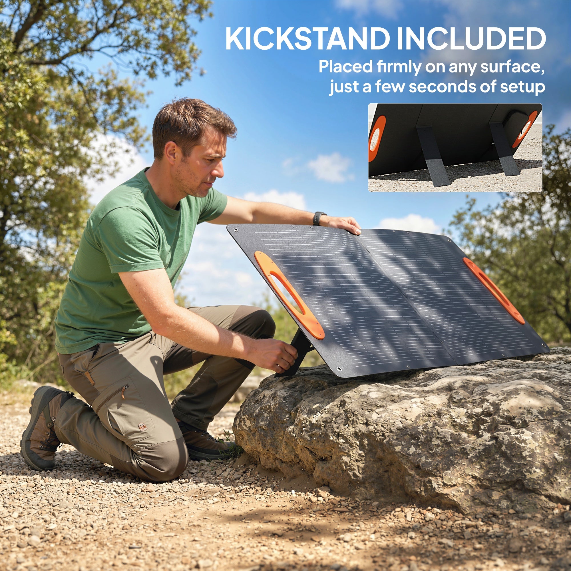100W Portable Solar Panel, Foldable Solar Charger with USB-A & USB-C Fast Charging Output, IP67 Waterproof