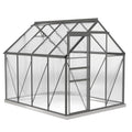 6' x 8' x 6.5' Polycarbonate Greenhouse, Walk-in Green House with Adjustable Roof Vent Galvanized Base Sliding Door Rain Gutter for Outdoor Garden Backyard, Charcoal Grey