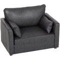 Accent Chair, PU Leather Armchair with Wide Seat, Spring Cushion, Rubberwood legs, 2 Pillows, Black