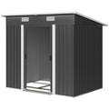 7'x 4' Metal Patio Storage Shed Garden Lockable Shed Tool Utility Storage Unit, Black