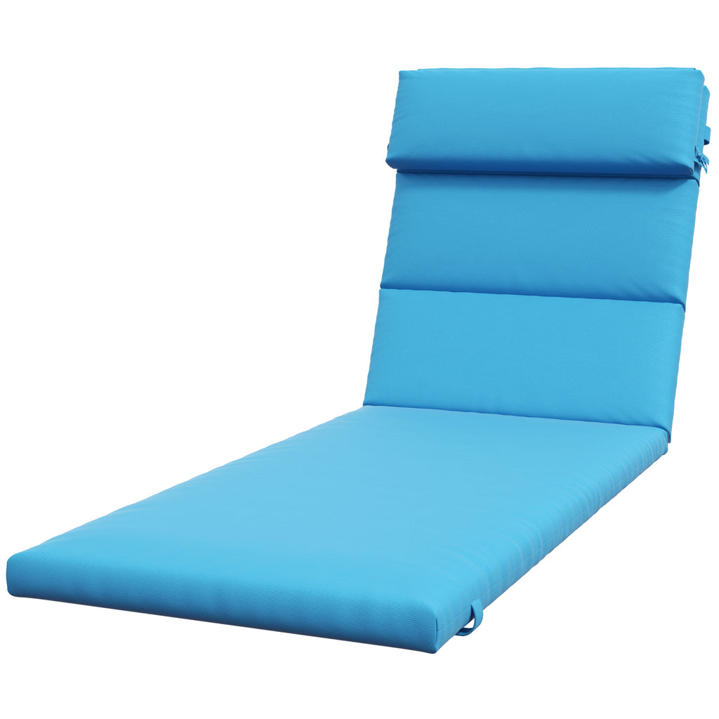 Patio Chaise Lounge Chair Cushion Replacement Sun Lounger Pads with Headrest and Ties, Turquoise