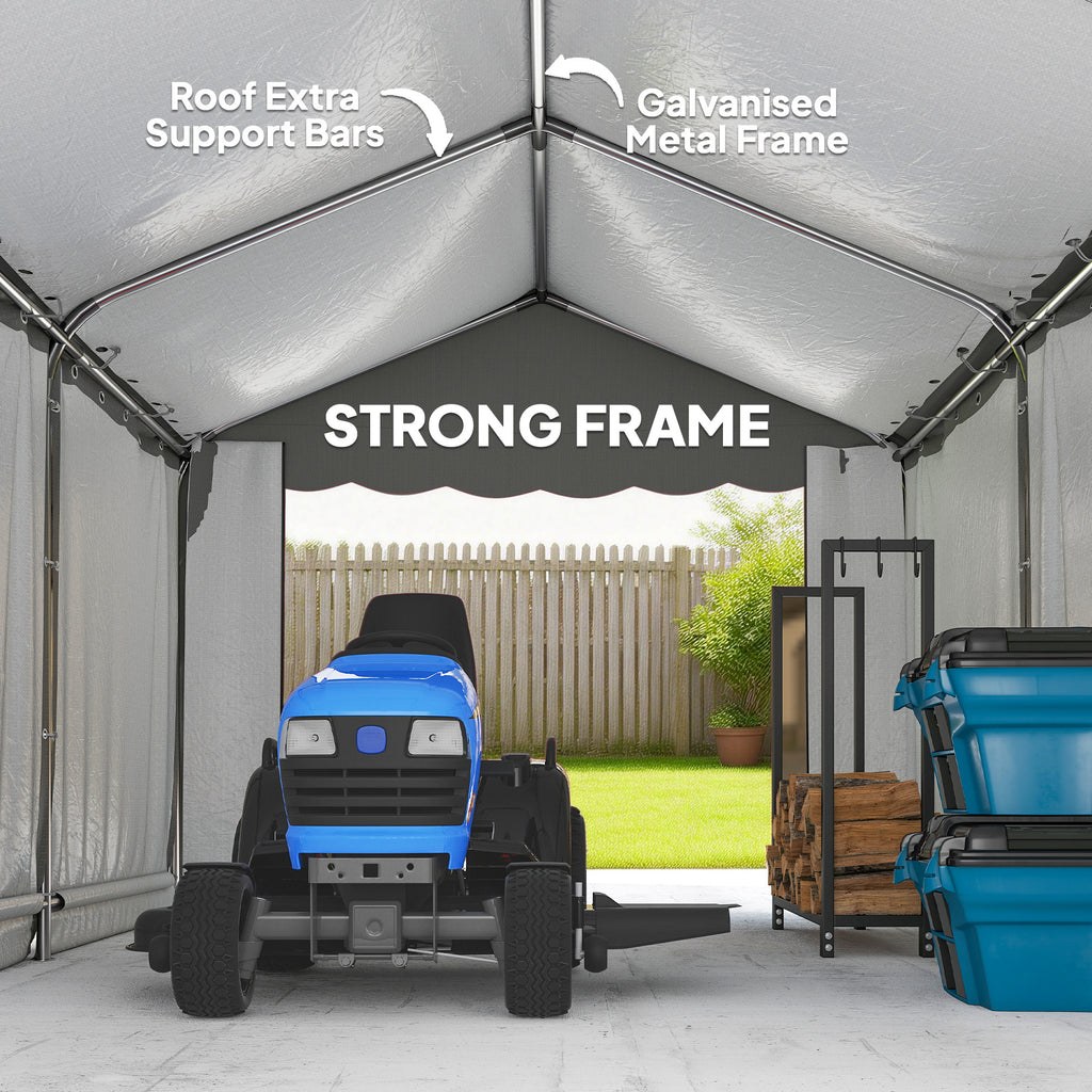 13' x 10' Portable Shed, Outdoor Storage Shed Tent with Roll-up Zipper Door and Removable Sidewalls, Light Grey