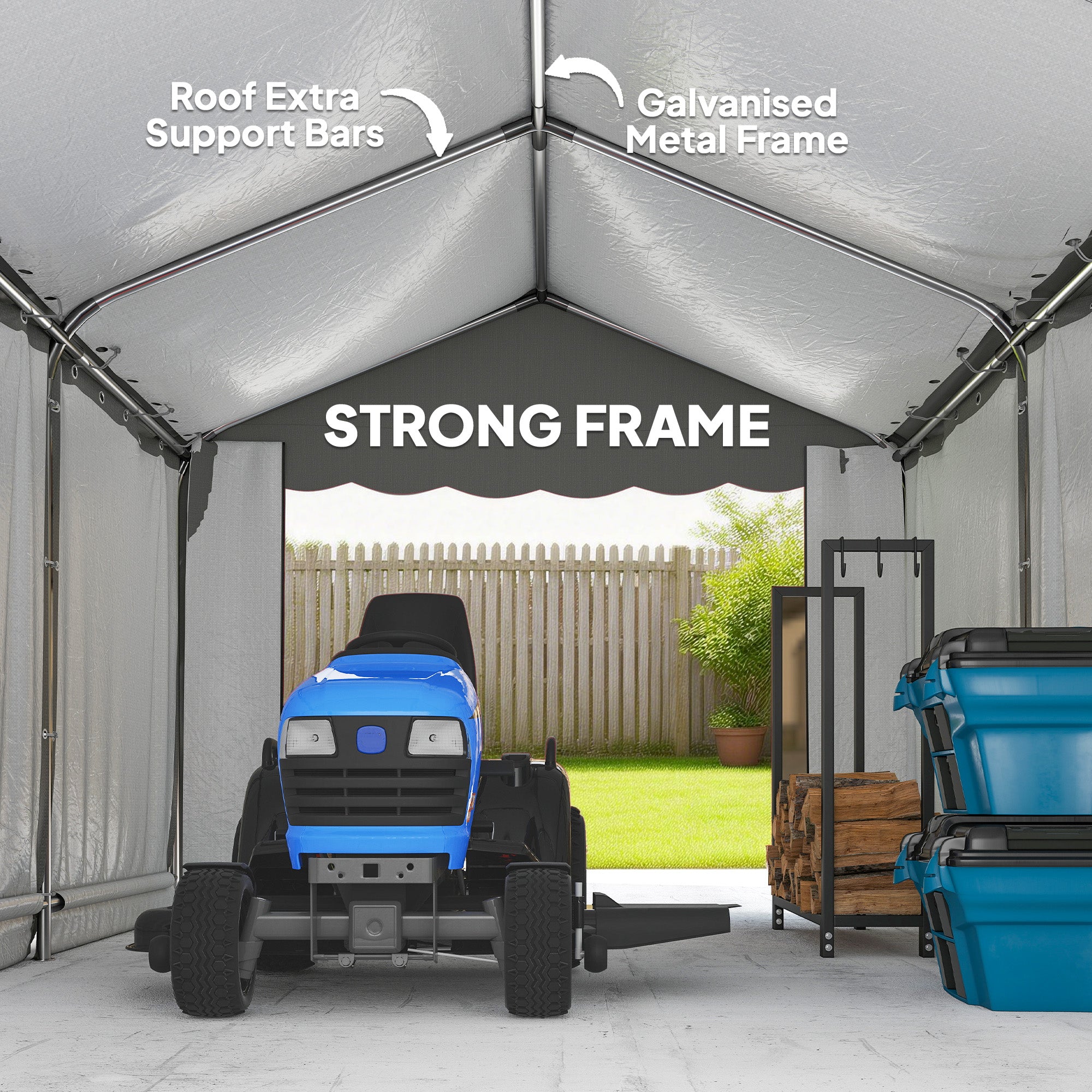13' x 10' Portable Shed, Outdoor Storage Shed Tent with Roll-up Zipper Door and Removable Sidewalls, Light Grey
