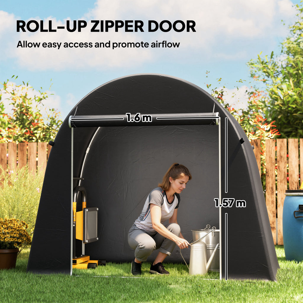 8' x 4' Portable Shed, Waterproof Bike Tent with Roll-up Zipper Door and Galvanised Metal Frame for Bike, Garden Tools