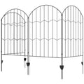 4 Pack Garden Fencing for Yard, Decorative Fence Panels as Animal Barrier and Flower Edging, Circle, Black, Wave