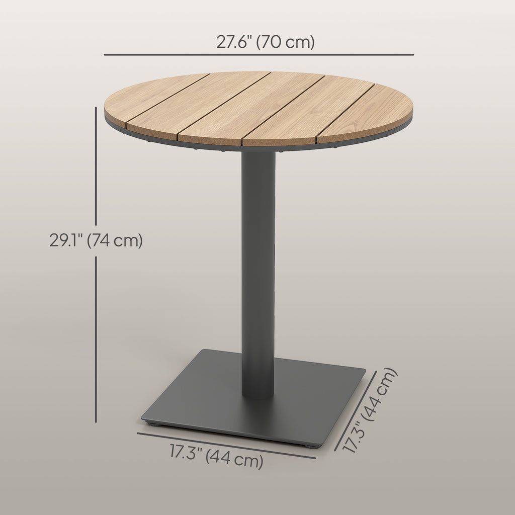 Outdoor Side Table, 28" Weather Resistant Round Patio Table with Slatted Design for Garden, Terrace, Balcony, Natural