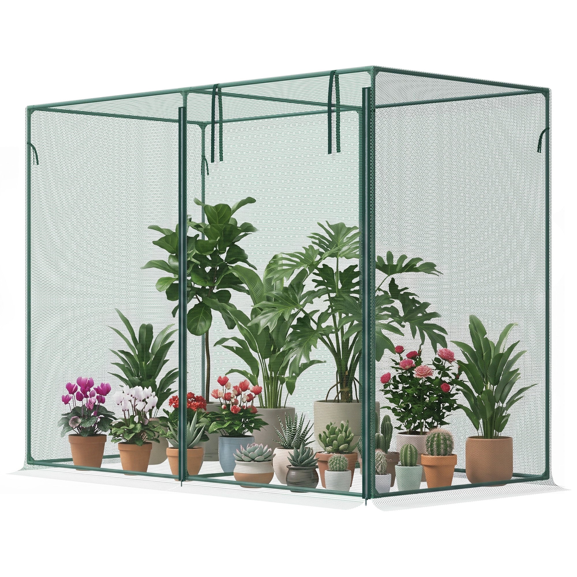 6.5 x 3.3ft Crop Cage, Garden Plant Protector with Single Zippered Door, Storage Bag and Ground Stakes, Green