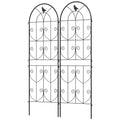 Set of 2 Metal Garden Trellis, Decorative Trellis Panels, Bird Design, 150 x 50 cm, Black
