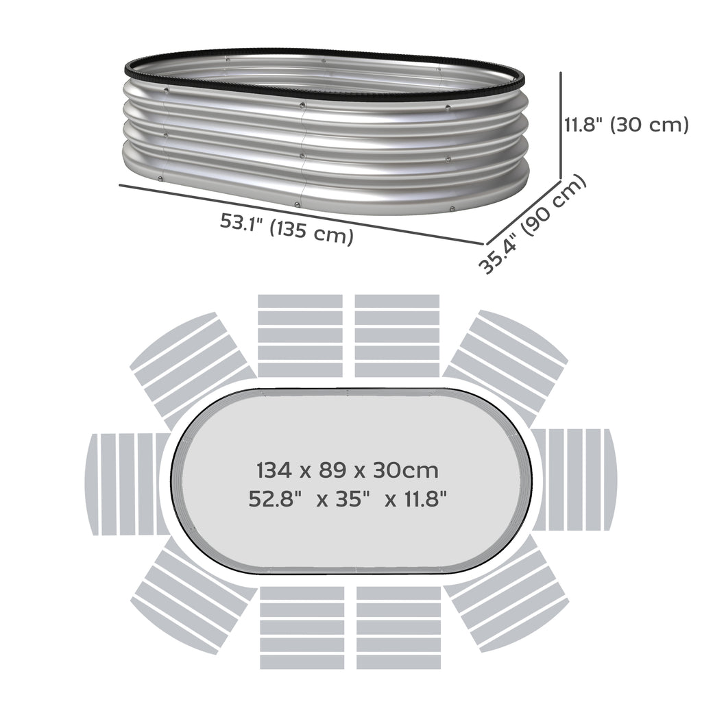 Galvanized Raised Garden Bed, 4 x 3 x 1 ft Modular Metal Garden Beds with Rubber Strip Edging, Silver