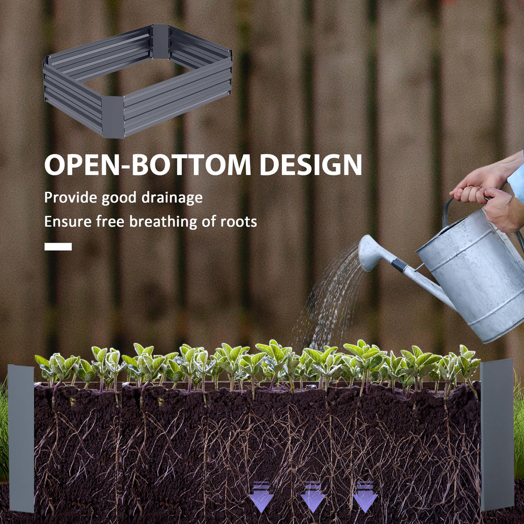 Galvanized Raised Garden Bed, 4' x 3' x 1' Outdoor Metal Planter Box, Raised Bed for Growing Flowers Herbs, Dark Grey
