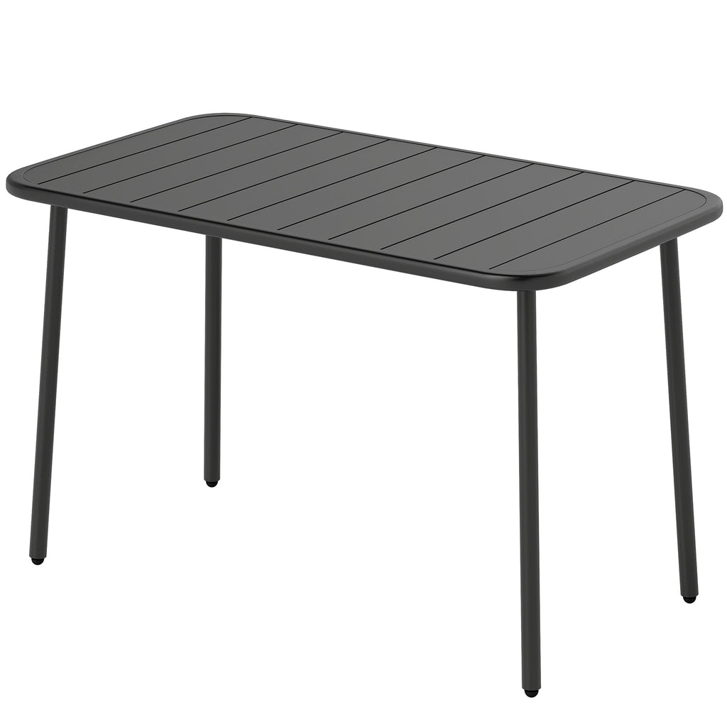 47" x 28" Outdoor Dining Table for 4, Rectangular Patio Table with Slatted Top and Rounded Edges, Grey