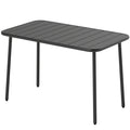 47" x 28" Outdoor Dining Table for 4, Rectangular Patio Table with Slatted Top and Rounded Edges, Grey
