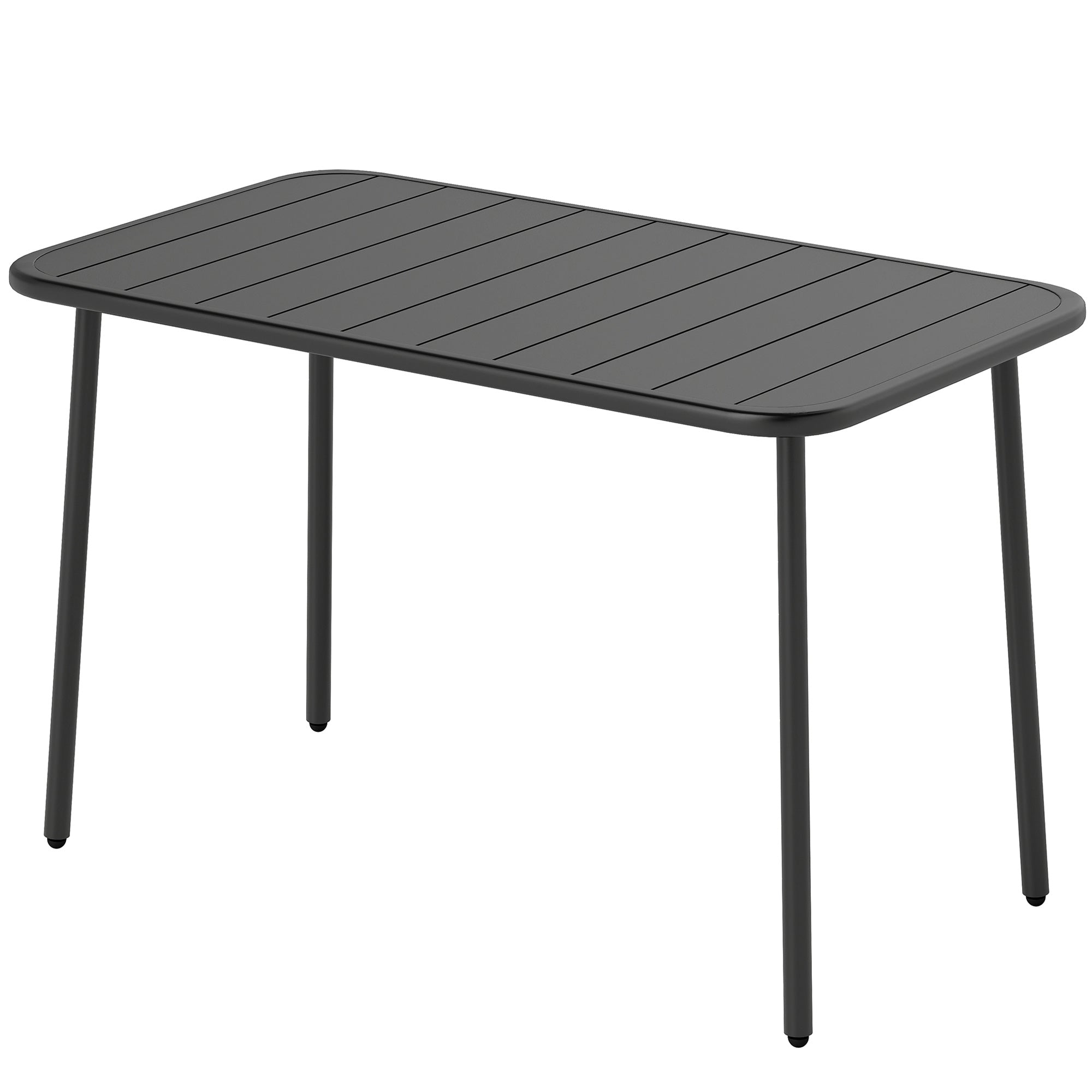 47" x 28" Outdoor Dining Table for 4, Rectangular Patio Table with Slatted Top and Rounded Edges, Grey