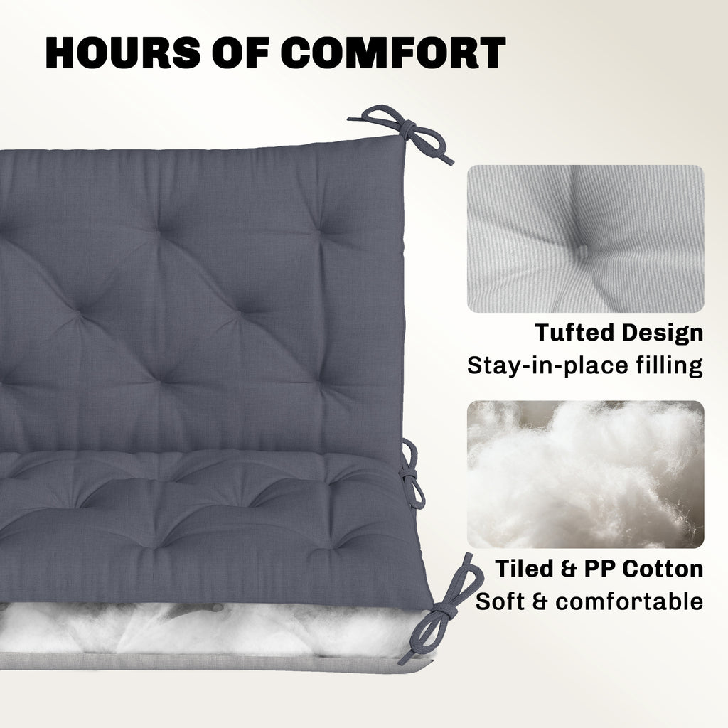 3 Seater Outdoor Seat Pads Bench Swing Chair Replacement Cushions Backrest for Patio Garden, Dark Grey