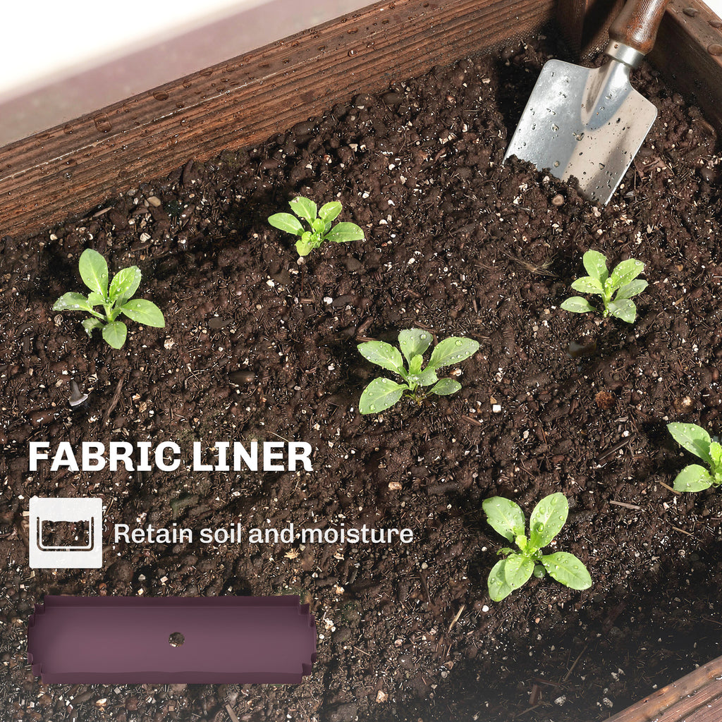 2-Tier Wooden Raised Garden Bed with Legs, 23.6" x 9.8" x 27.6" Elevated Planter Box with Drainage Holes and Bed Liner
