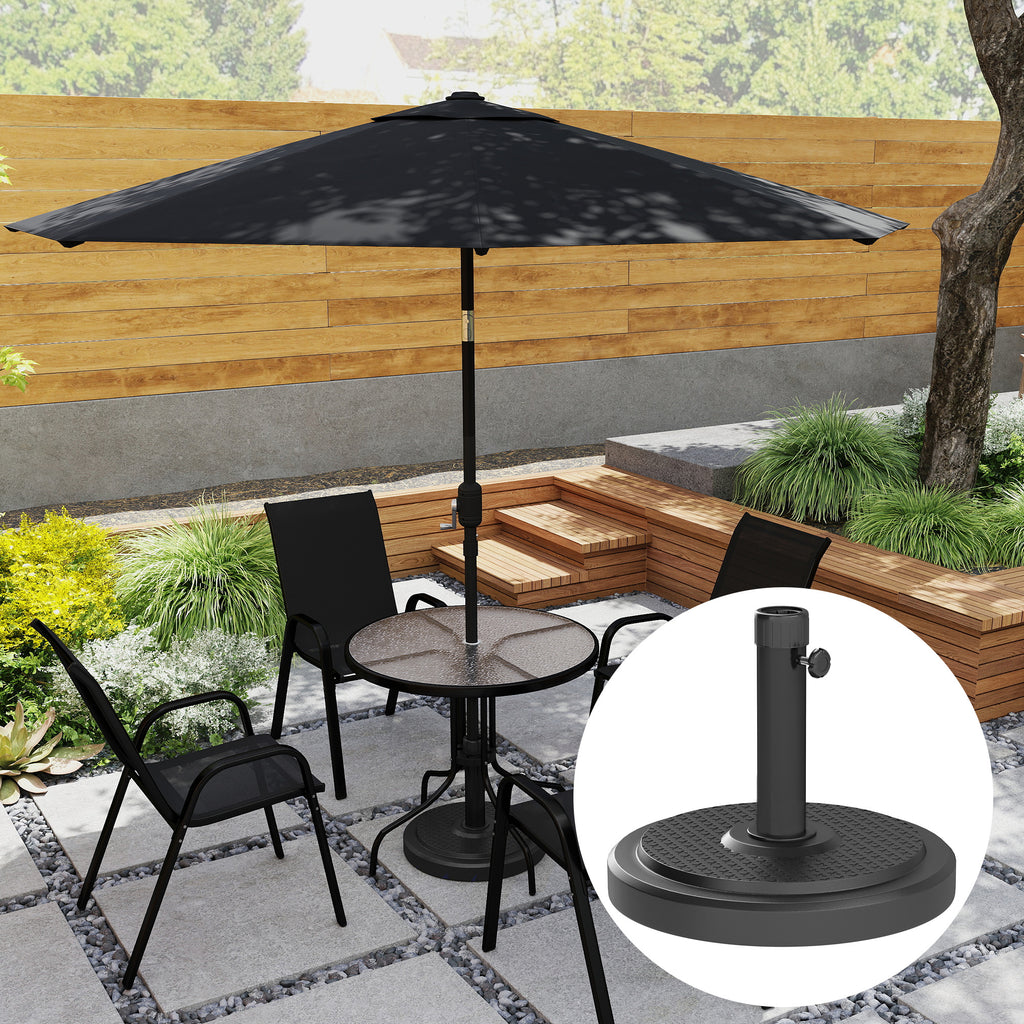 48 lbs Patio Umbrella Base Round HDPE Umbrella Base For 1.5" or 1.9" Outdoor Umbrella Poles Î¦18.9" x 15.2" H Black
