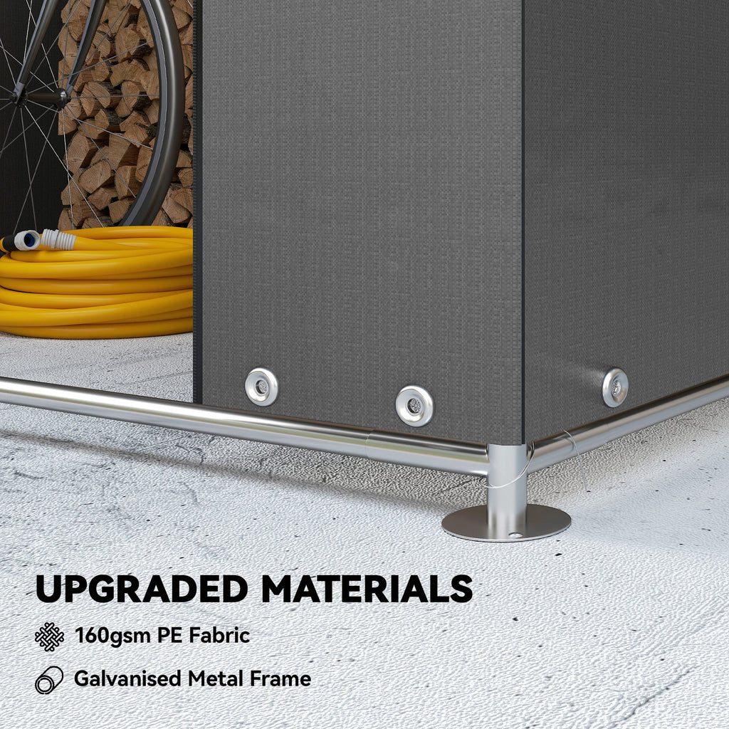 6' x 4' Portable Shed, Waterproof Bike Tent with Roll-up Zipper Door, Vent and Galvanised Metal Frame, Dark Grey