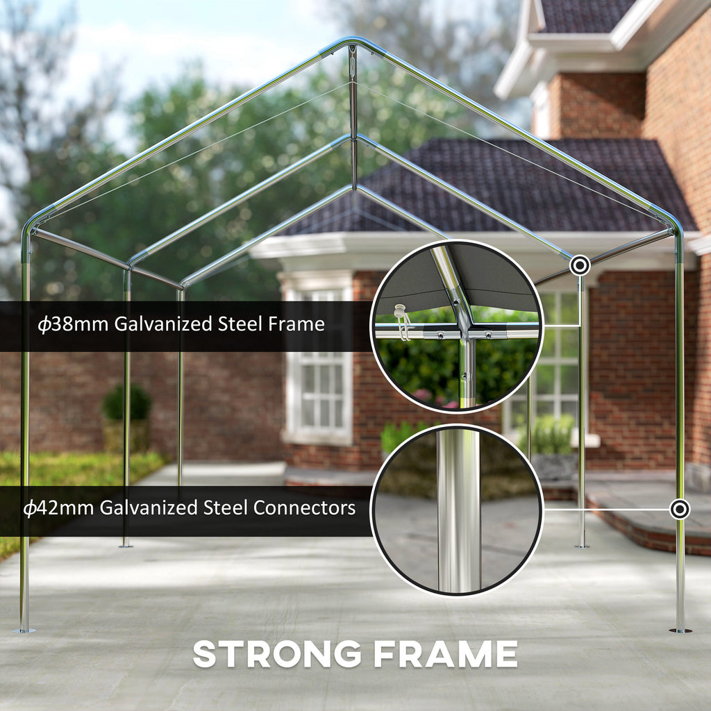10'x20' Carport Heavy Duty Galvanized Car Canopy with Included Anchor Kit, 3 Reinforced Steel Cables, Grey
