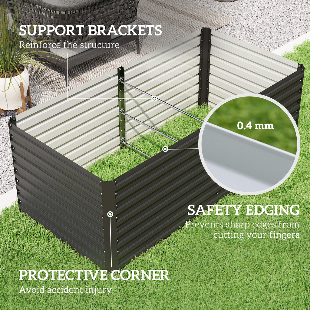 5' x 3' x 2' Raised Garden Bed, Galvanized Planter Box for Growing Flowers, Herbs and Vegetables, Dark Grey