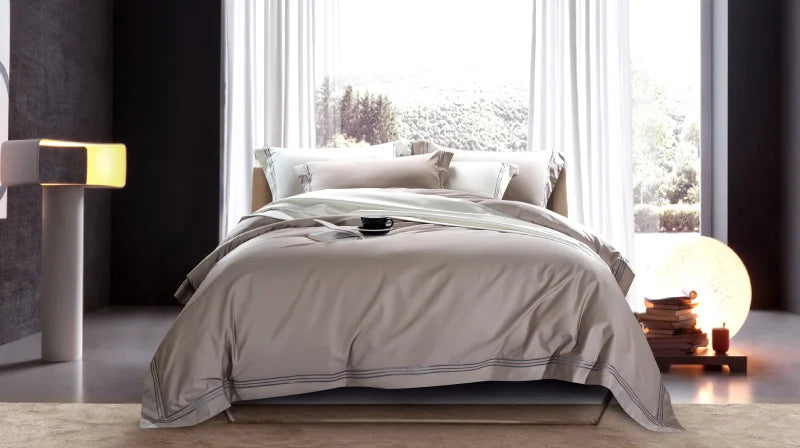 120S Long-Staple Cotton Satin 4-Piece Quilt Cover Set – Luxury Cotton Bedding Collection